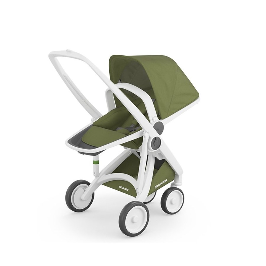 荷蘭Greentom Reversible雙向款-經典嬰兒推車(時尚白+探險綠)